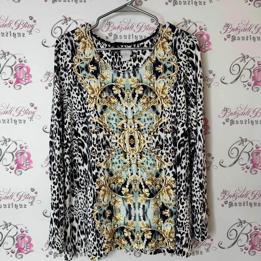Elegant Printed Top animal print chains ⛓️ golf blue black white